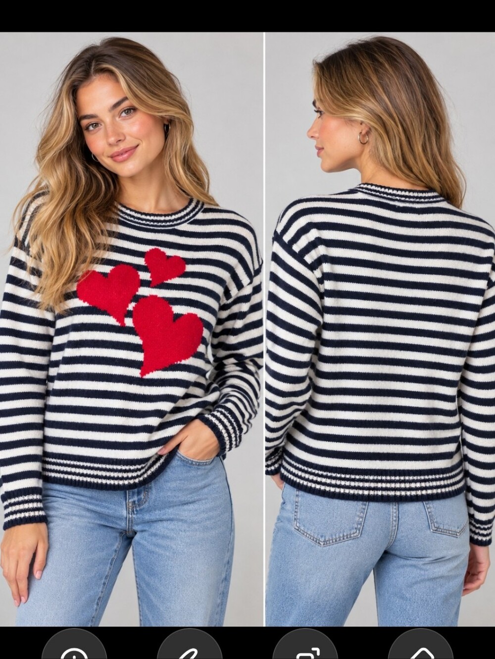 Persian Striped Red Heart Sweater Preppy Romantic Knit Cupcakes & Cashmere